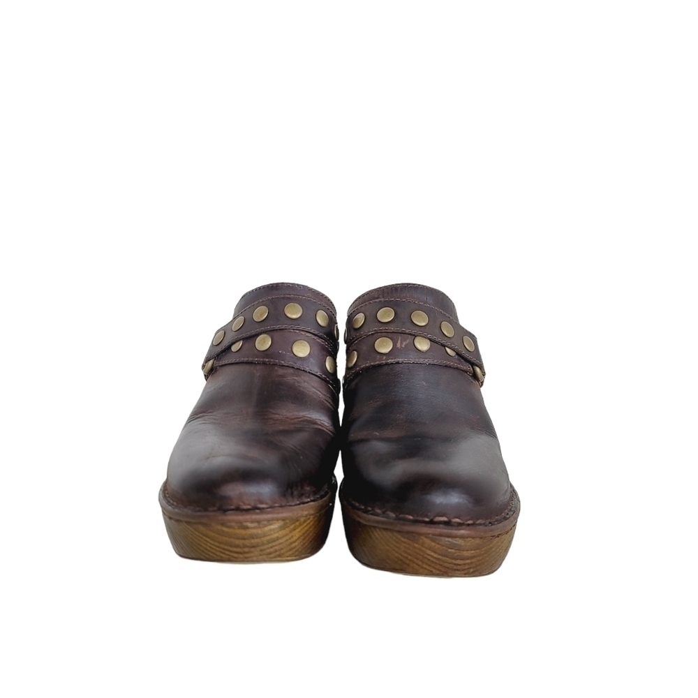Born Marney Brown Sand Leather Studded Clogs - Picture 3 of 10
